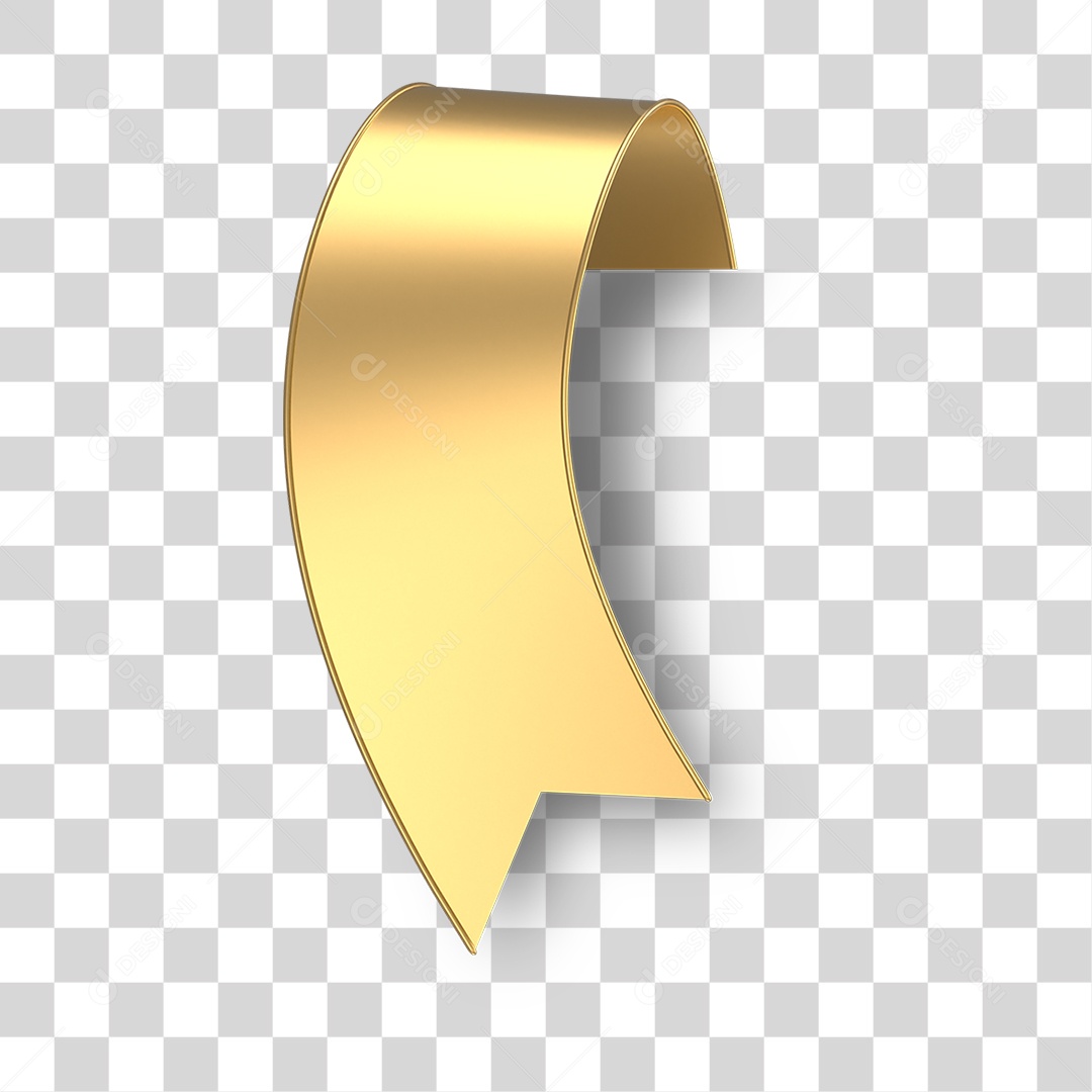 Golden Ribbon 3D Element for Transparent PNG Composition