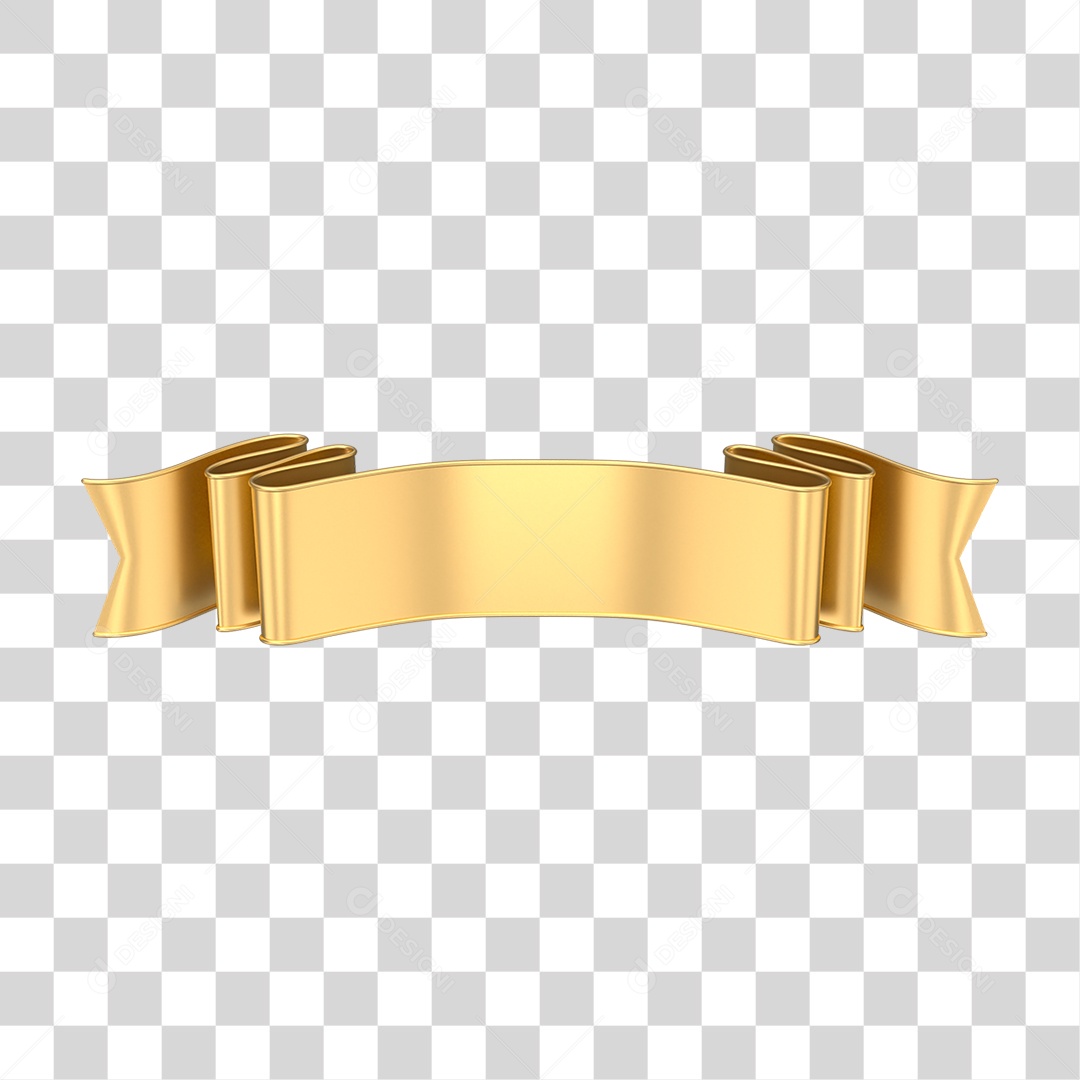 Fita Dourada Elemento 3D para Composição PNG Transparente