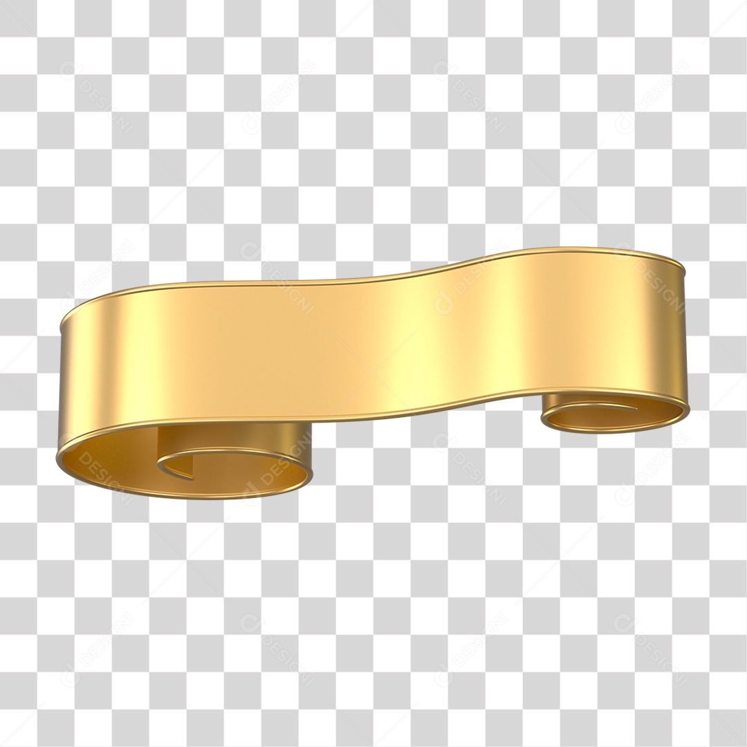 Fita Dourada Elemento 3D para Composição PNG Transparente