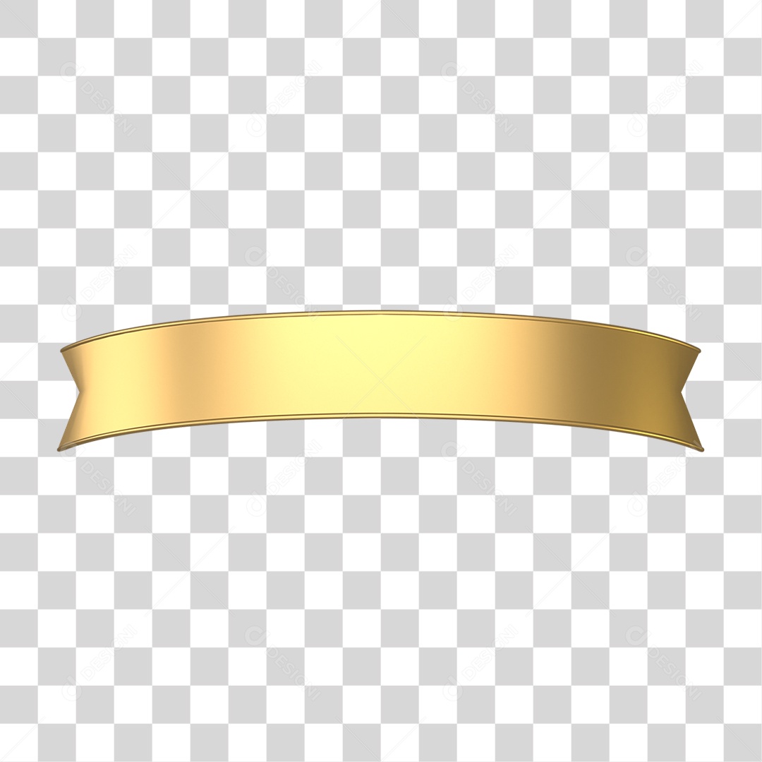 Fita Dourada Elemento 3D para Composição PNG Transparente