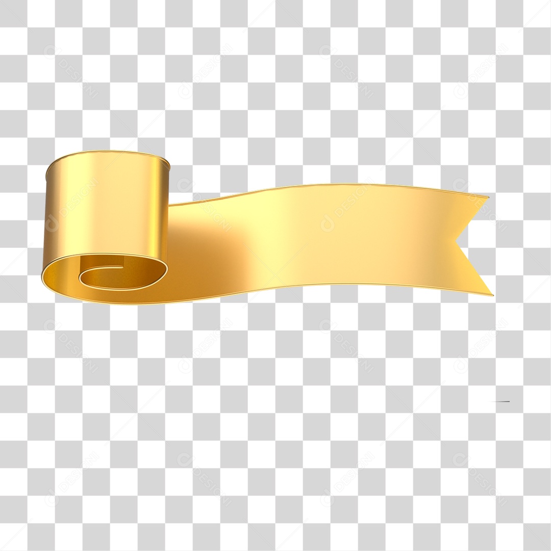 Fita Dourada Elemento 3D para Composição PNG Transparente