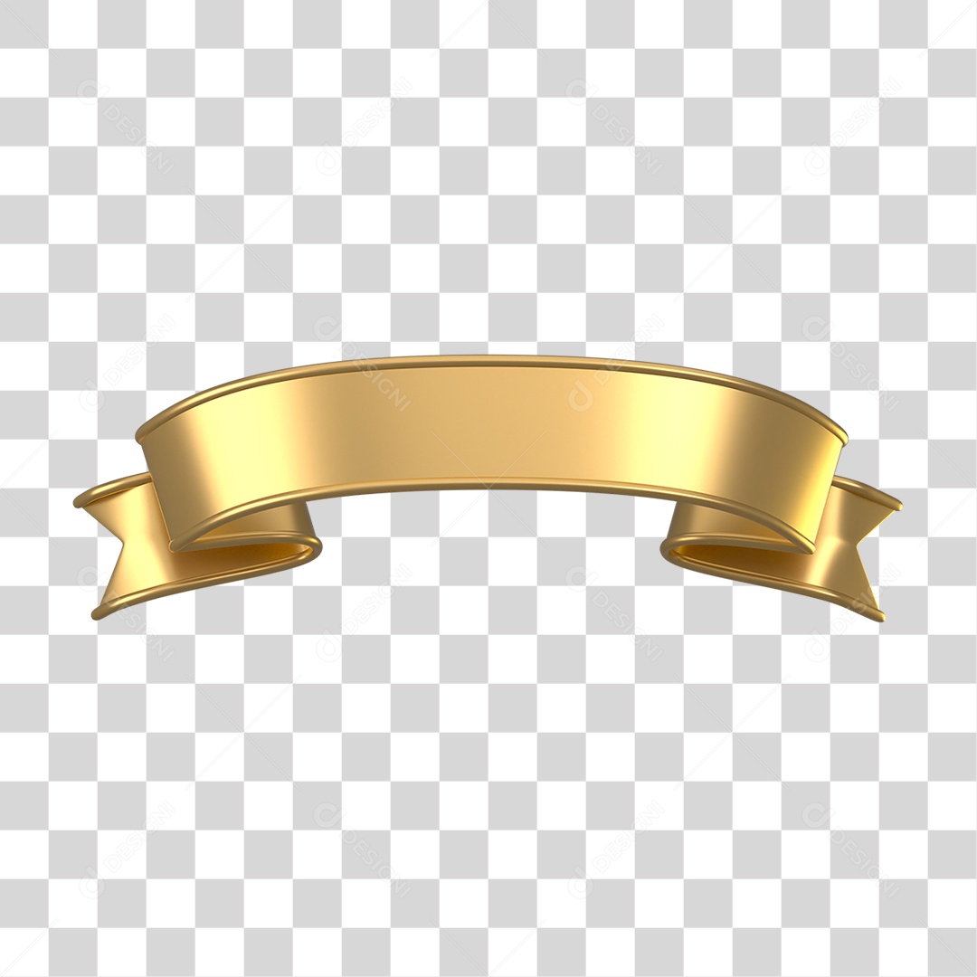 Fita Dourada Elemento 3D para Composição PNG Transparente