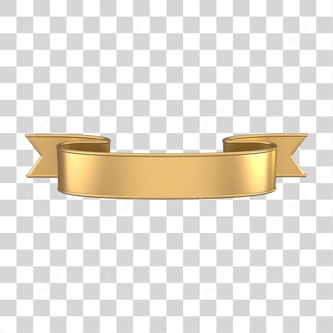 Fita Dourada Elemento 3D para Composição PNG Transparente