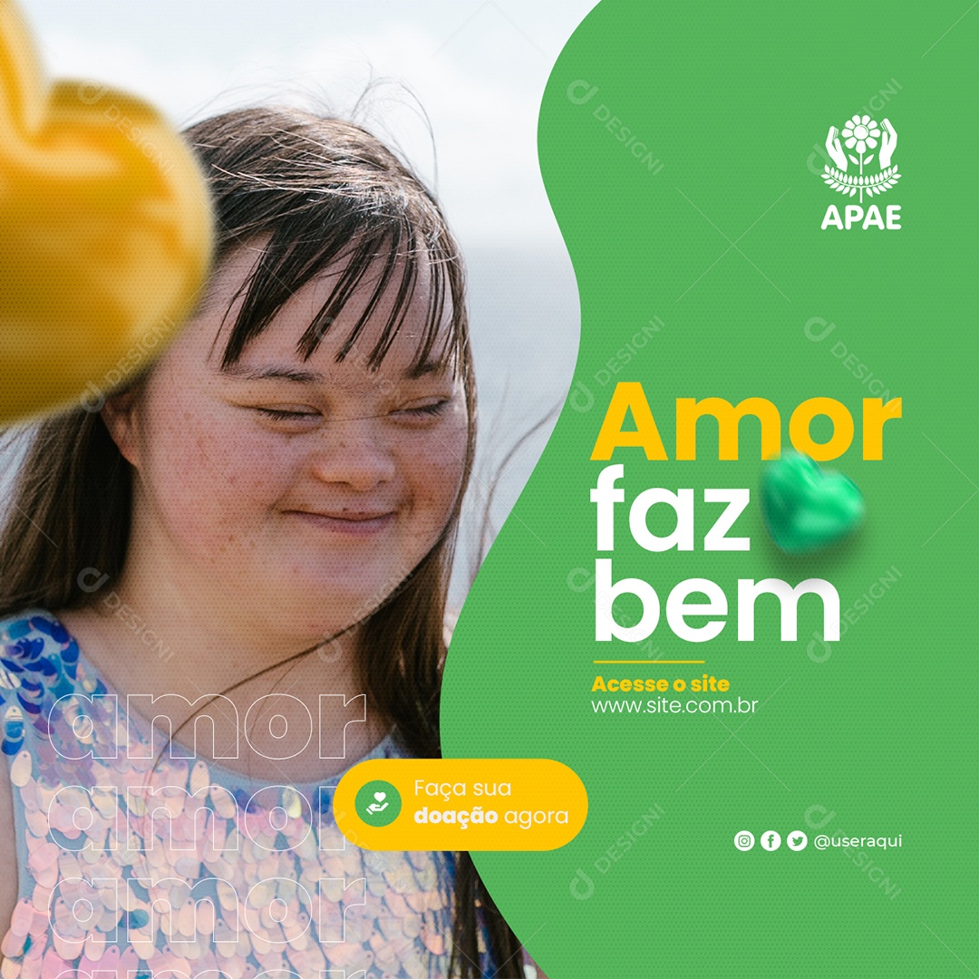 Amor faz bem Apae Social Media PSD Editável