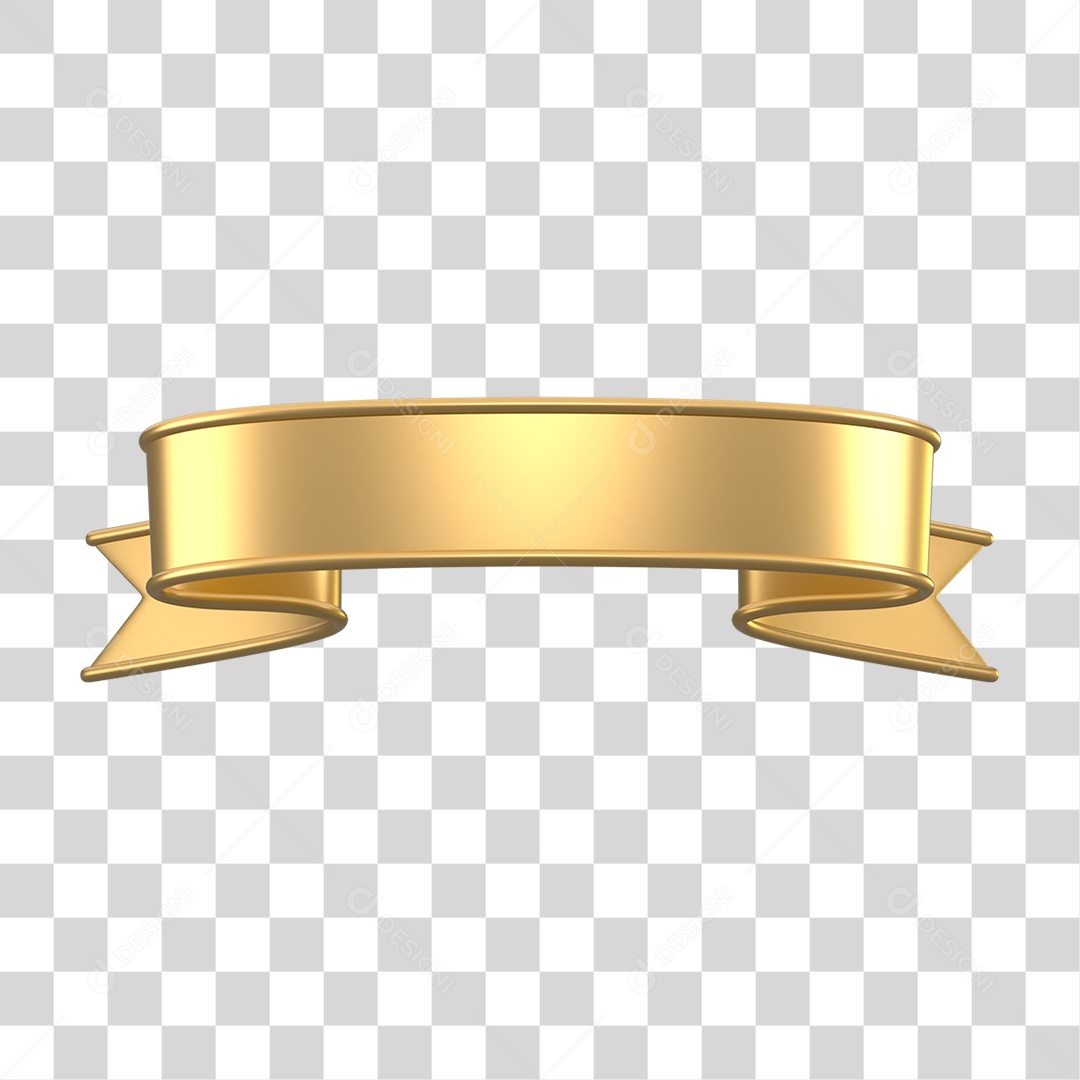 Fita Dourada Elemento 3D para Composição PNG Transparente
