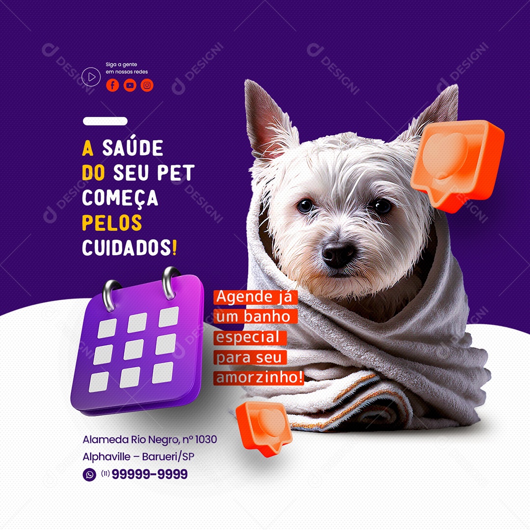 A Saúde do Seu Pet Começa pelos Cuidados Clínica Veterinária Social Media PSD Editável