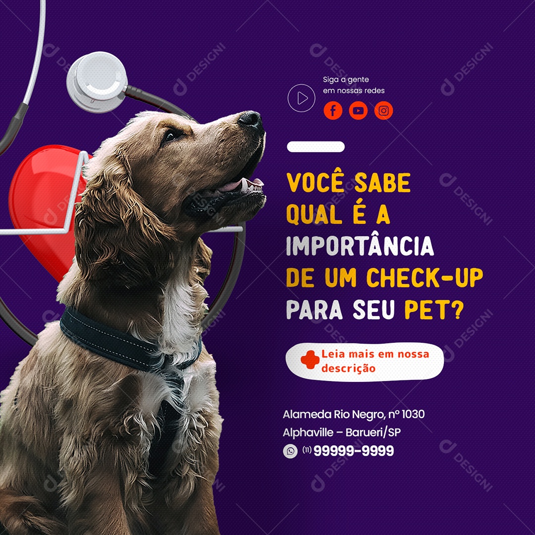 Você Sabe Qual é a Importância de Um Check-Up Clínica Veterinária Social Media PSD Editável