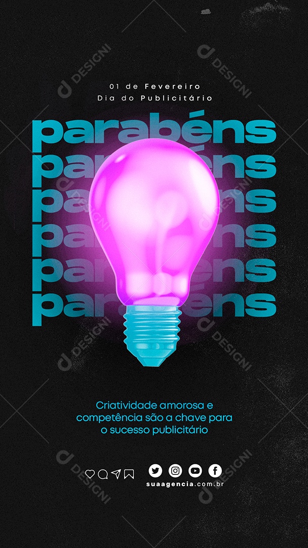 Story Criatividade Amorosa e Competência Parabéns Dia Do Publicitário Social Media PSD Editável