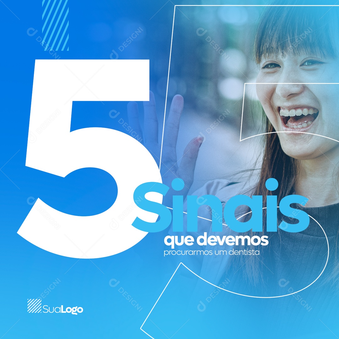 5 Sinais Que Devemos Procurarmos um Dentista Social Media PSD Editável