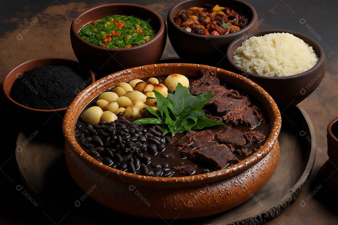 Ilustração de panelas com refeição