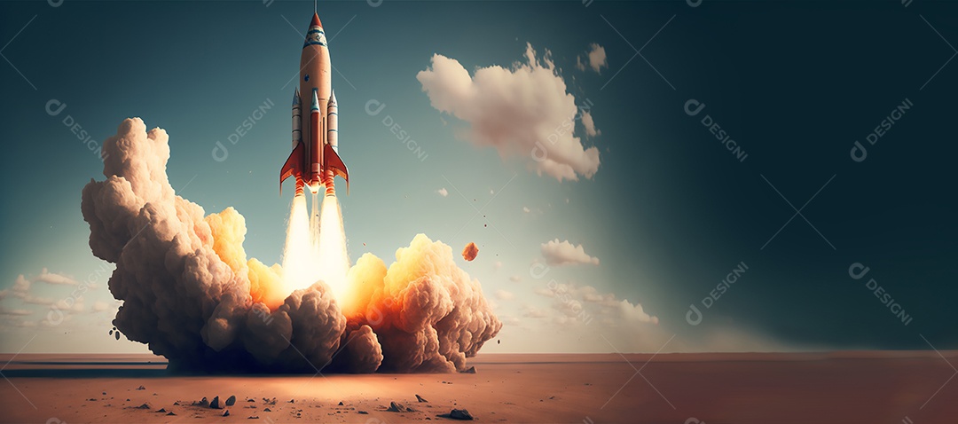 Ilustração de um foguete subindo