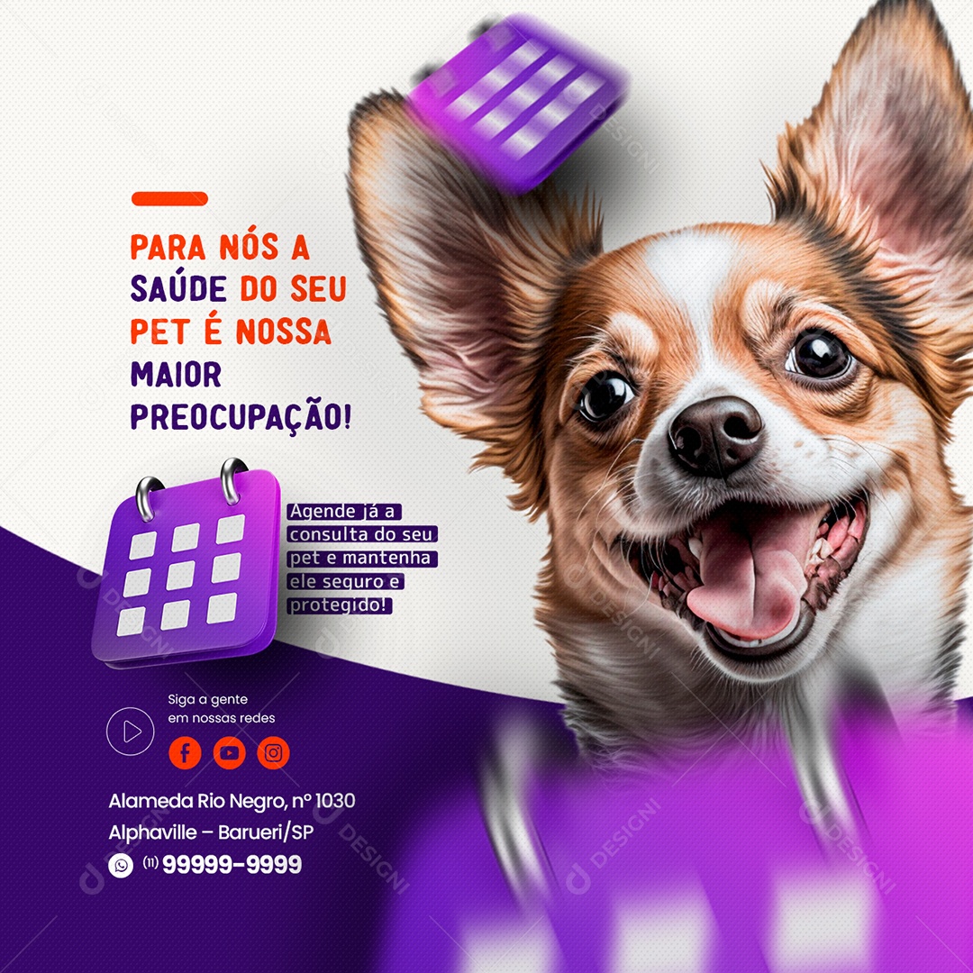 Para nós a Saúde do Seu Pet é Nossa Maior Preocupação Clínica Veterinária Social Media PSD Editável