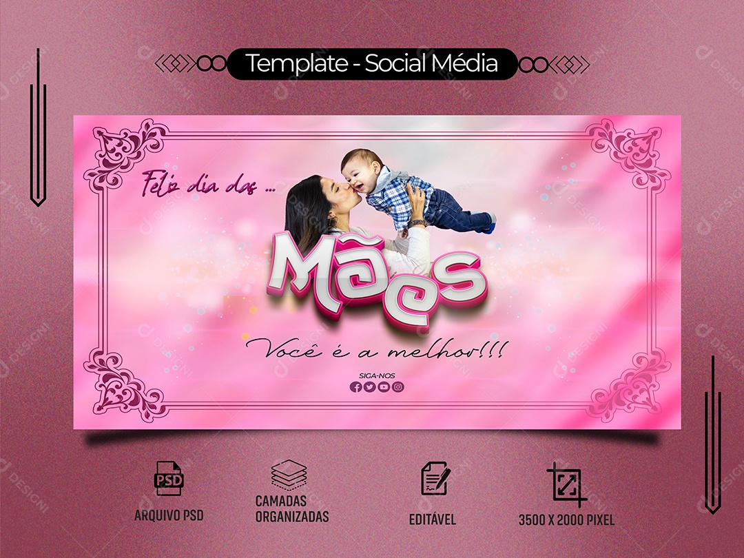 Banner Feliz Dia Das Mães Social Media PSD Editável