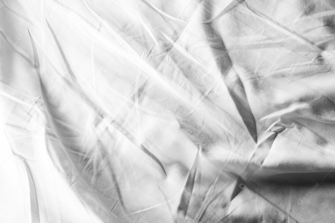 Textura gradiente de linho branco estilo de curva turva de tecido de luxo abstrato, roupa de cama enrugada e sombras cinza escuras, plano de fundo