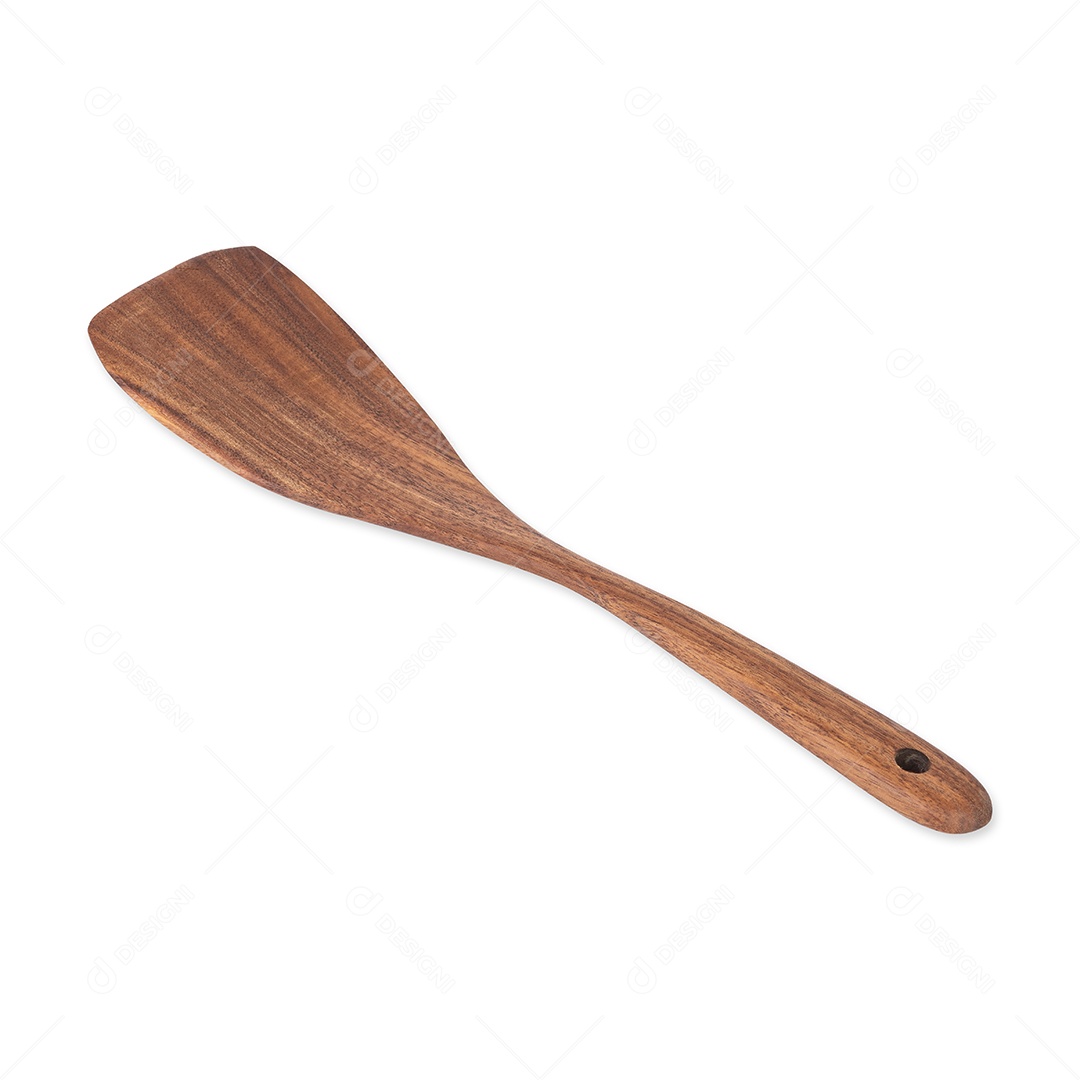 Espátula de madeira isolada sobre fundo branco.