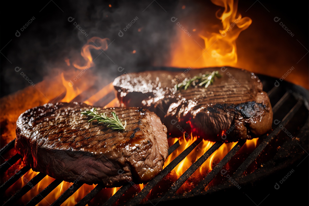 Corte de carne na churrasqueira