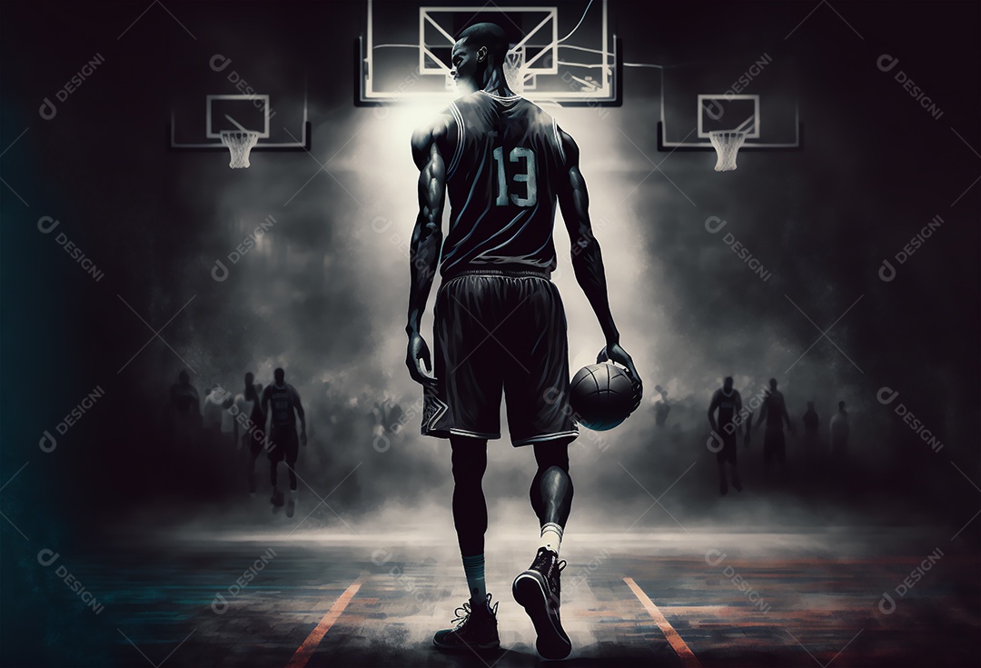 Ilustração de jogador de basquete em quadra