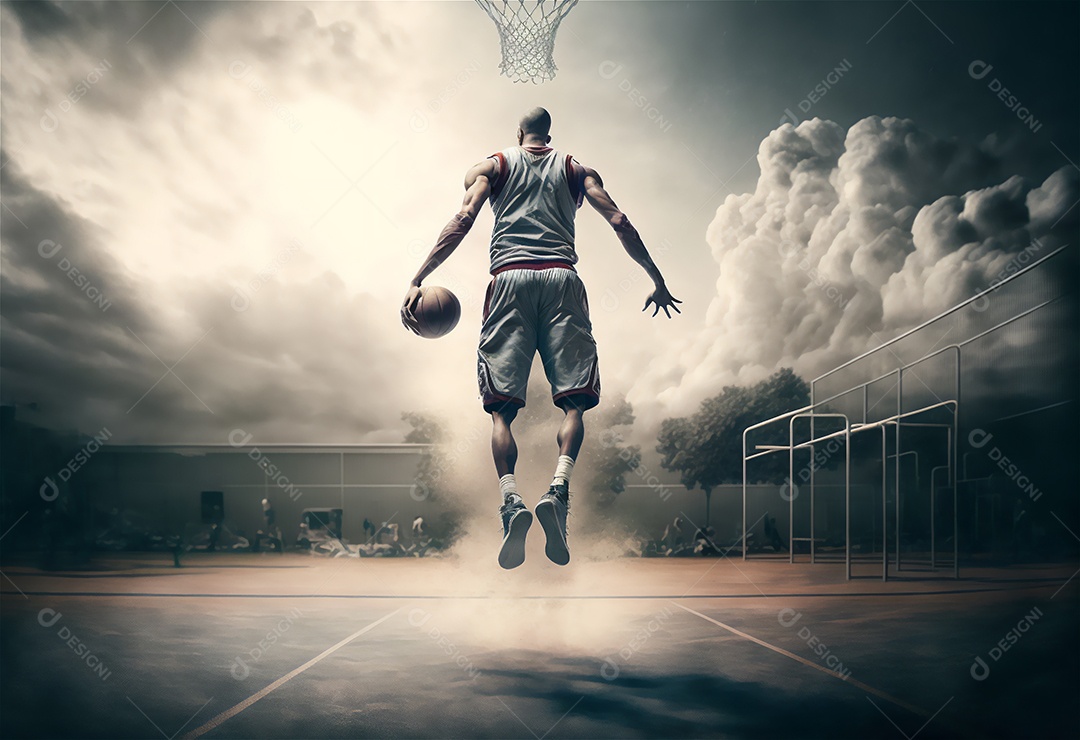 Ilustração de jogador de basquete em quadra