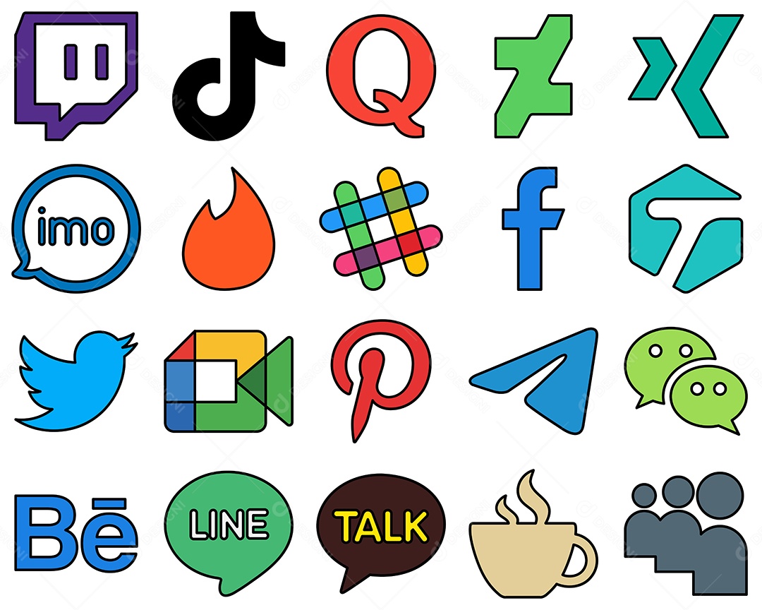 Pacote De Ícones De Redes Sociais Tiktok Telegram e Twitter Vetor EPS