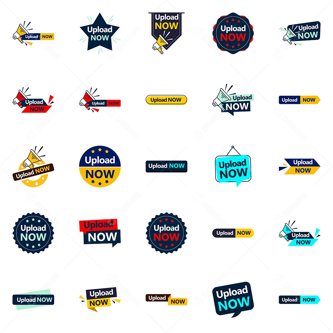 Novo Visual 25 Ícones Upload Now Vetoriais Marca Vetor EPS