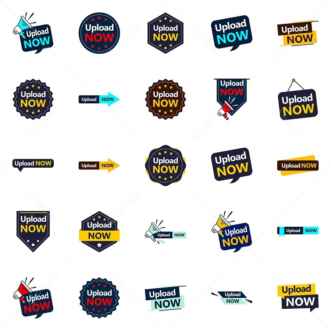 Novo Visual 25 Ícones Upload Now Vetoriais Marca Vetor EPS