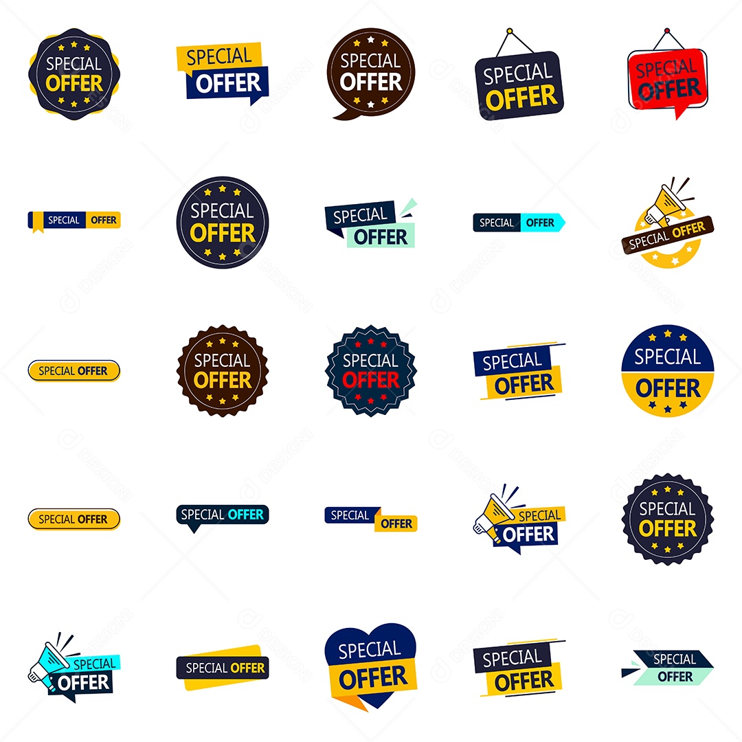 Novo Visual 25 Ícones Oferta Especial Vetoriais Marca Vetor EPS
