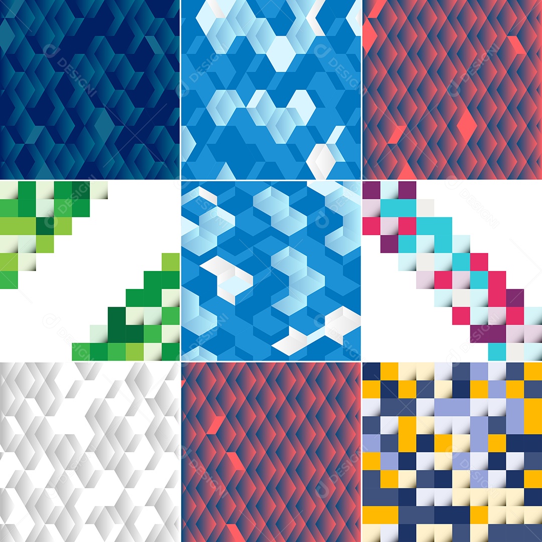 Fundos Isométrico Coloridos em Mosaico Vetor EPS