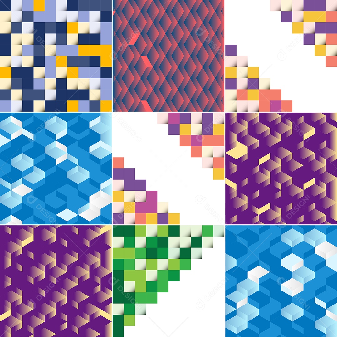 Fundos Isométrico Coloridos em Mosaico Vetor EPS