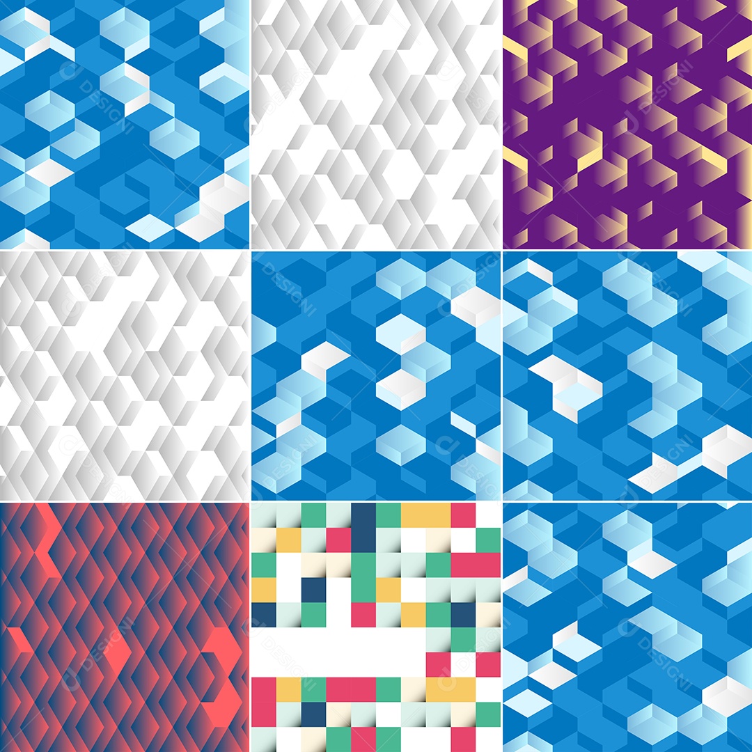 Fundos Isométrico Coloridos em Mosaico Vetor EPS