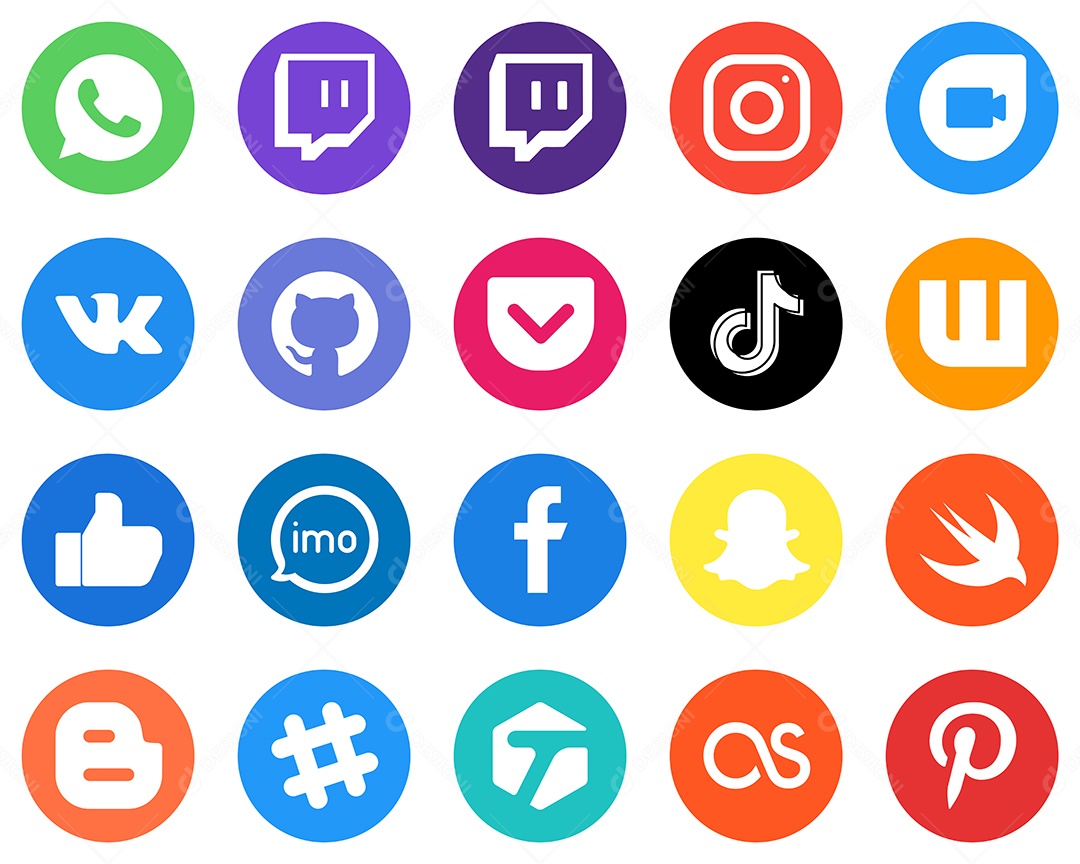 Pacote De Ícones De Redes Sociais Vetor EPS