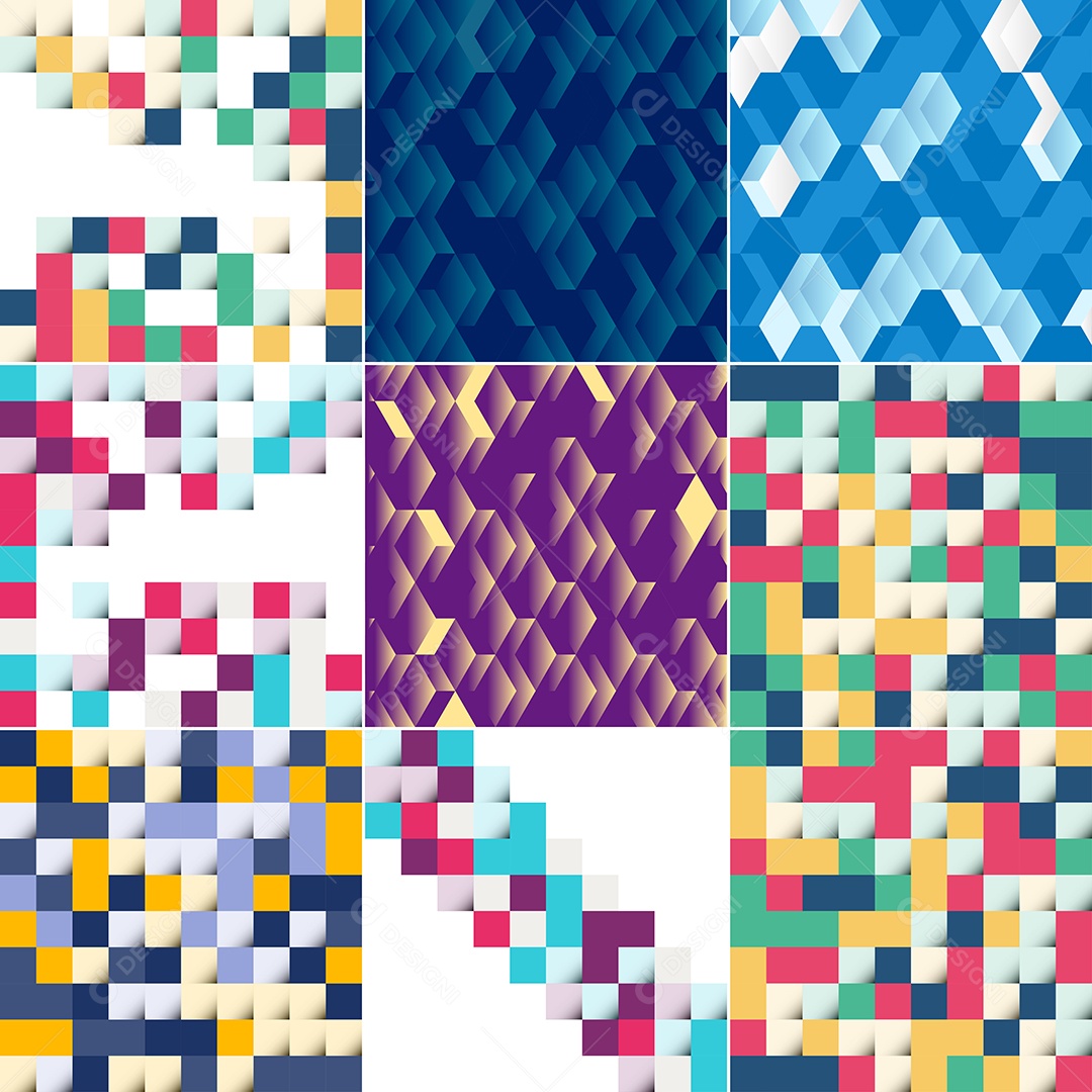 Fundos Isométrico Coloridos em Mosaico Vetor EPS