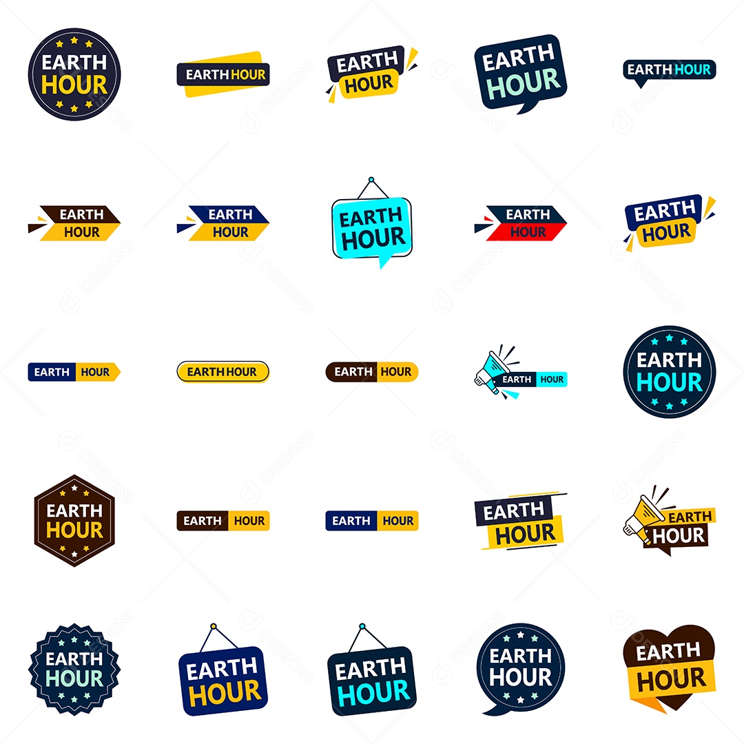 Junte-se ao movimento global com o pacote de vetores da Hora do Planeta 25