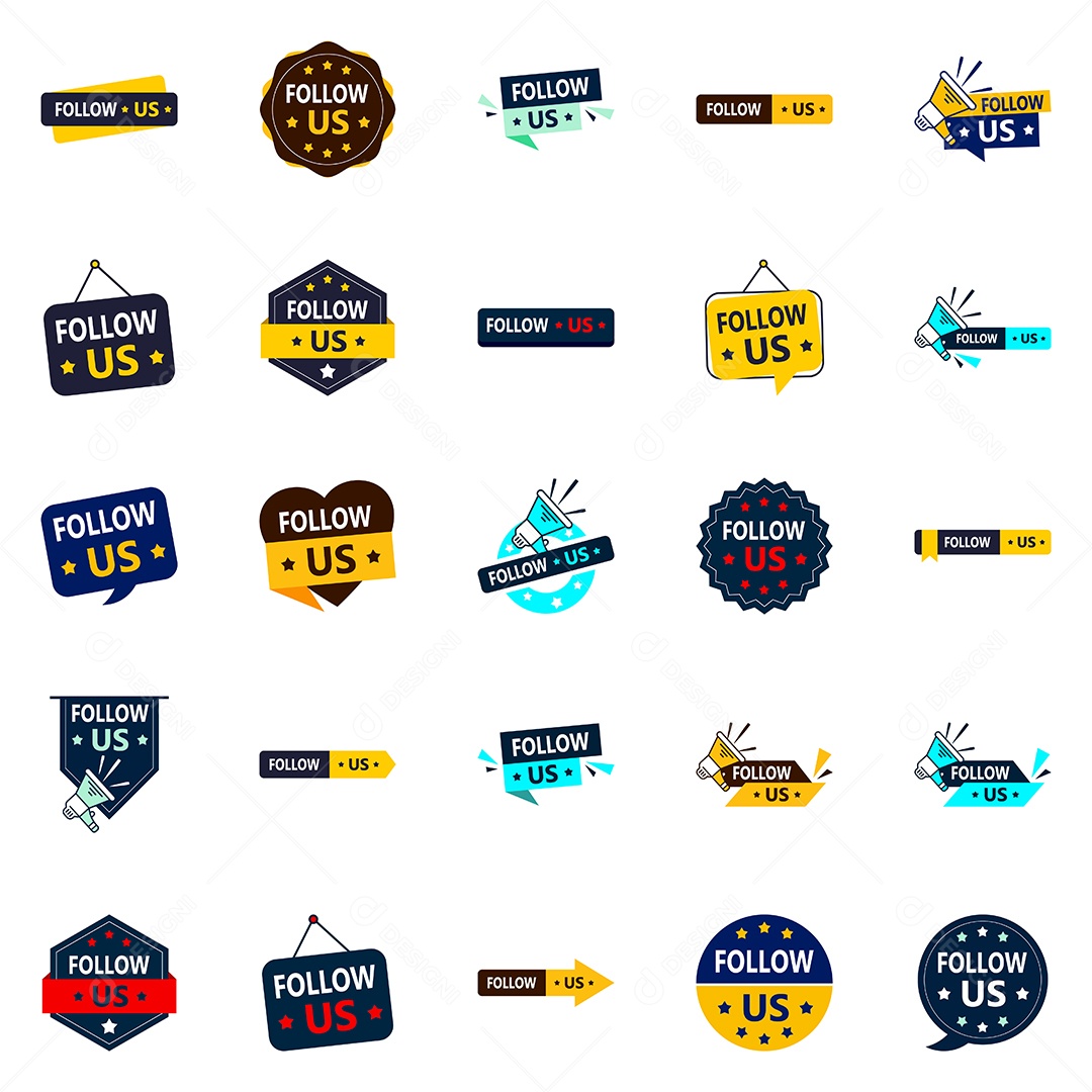 25 Elementos Gráficos Siga-nos de Alta Conversão para Redes Sociais