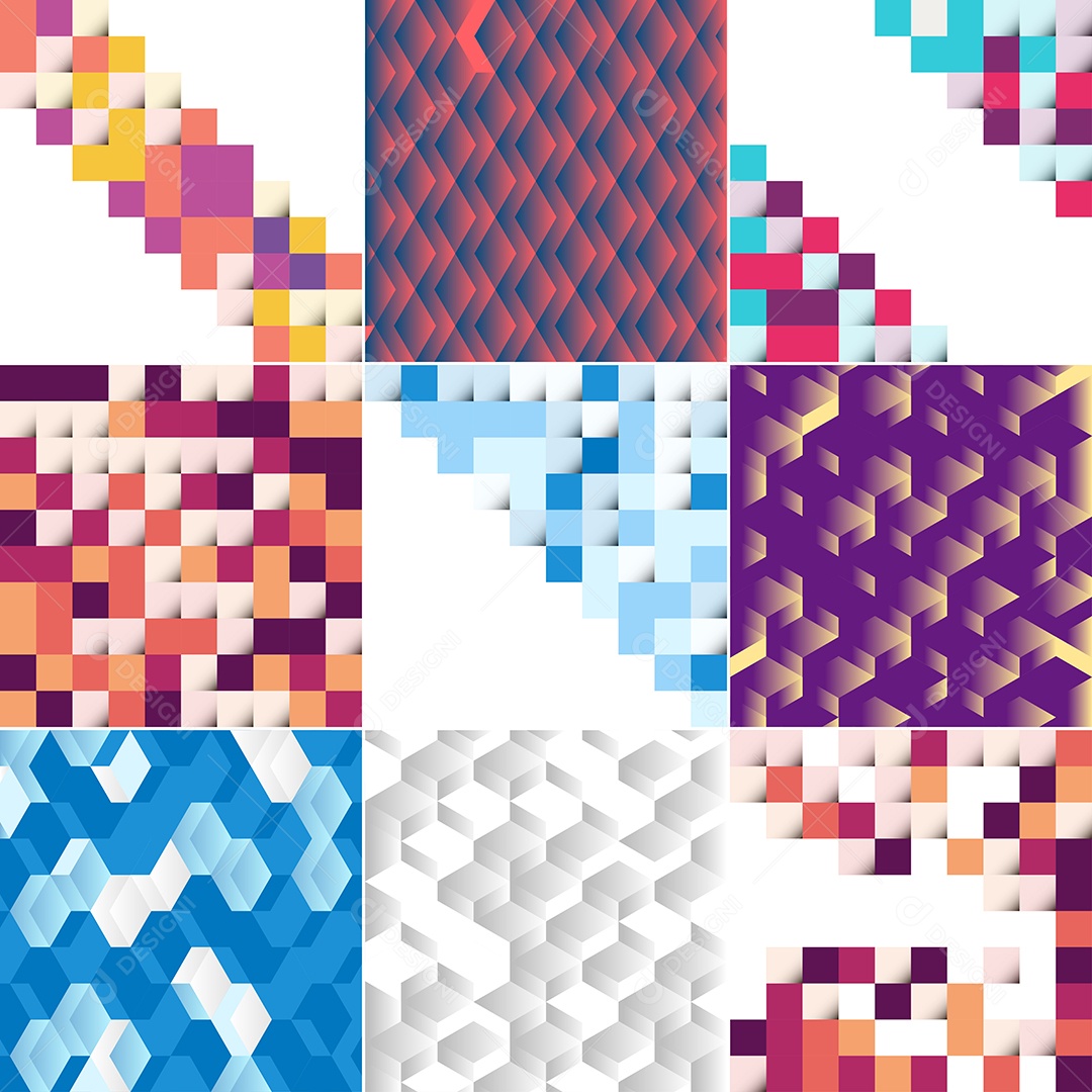 Fundos Isométrico Coloridos em Mosaico Vetor EPS