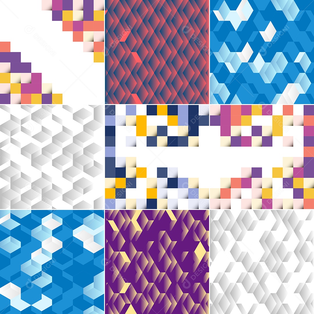 Fundos Isométrico Coloridos em Mosaico Vetor EPS