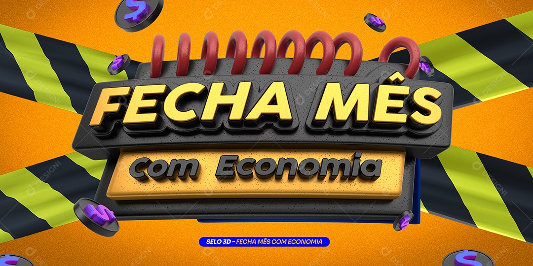 Selo 3D Para Composição Fecha Mês Com Economia PSD