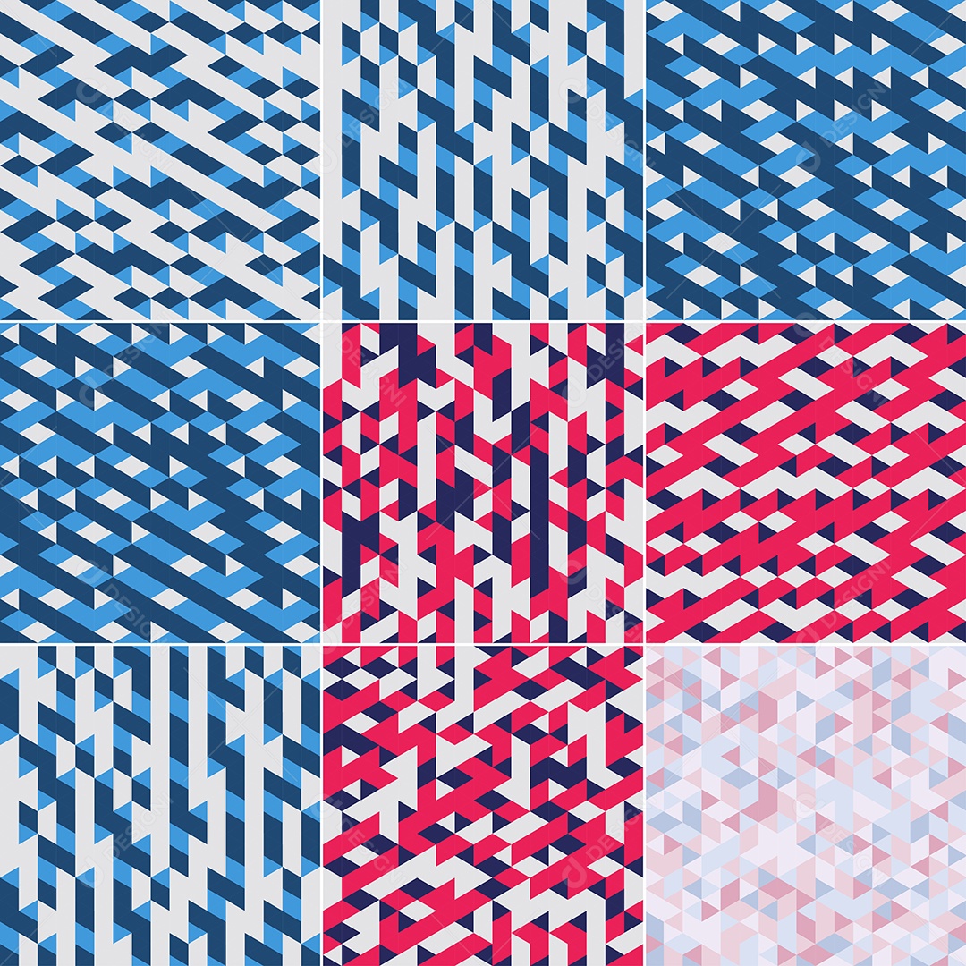 Fundos Isométrico Coloridos em Mosaico Vetor EPS