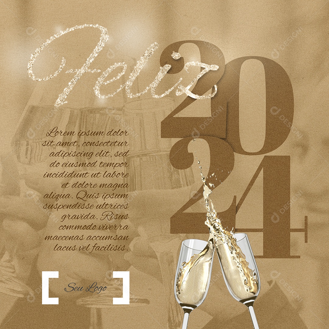 Feliz Ano Novo 2024 Social Media PSD Editável