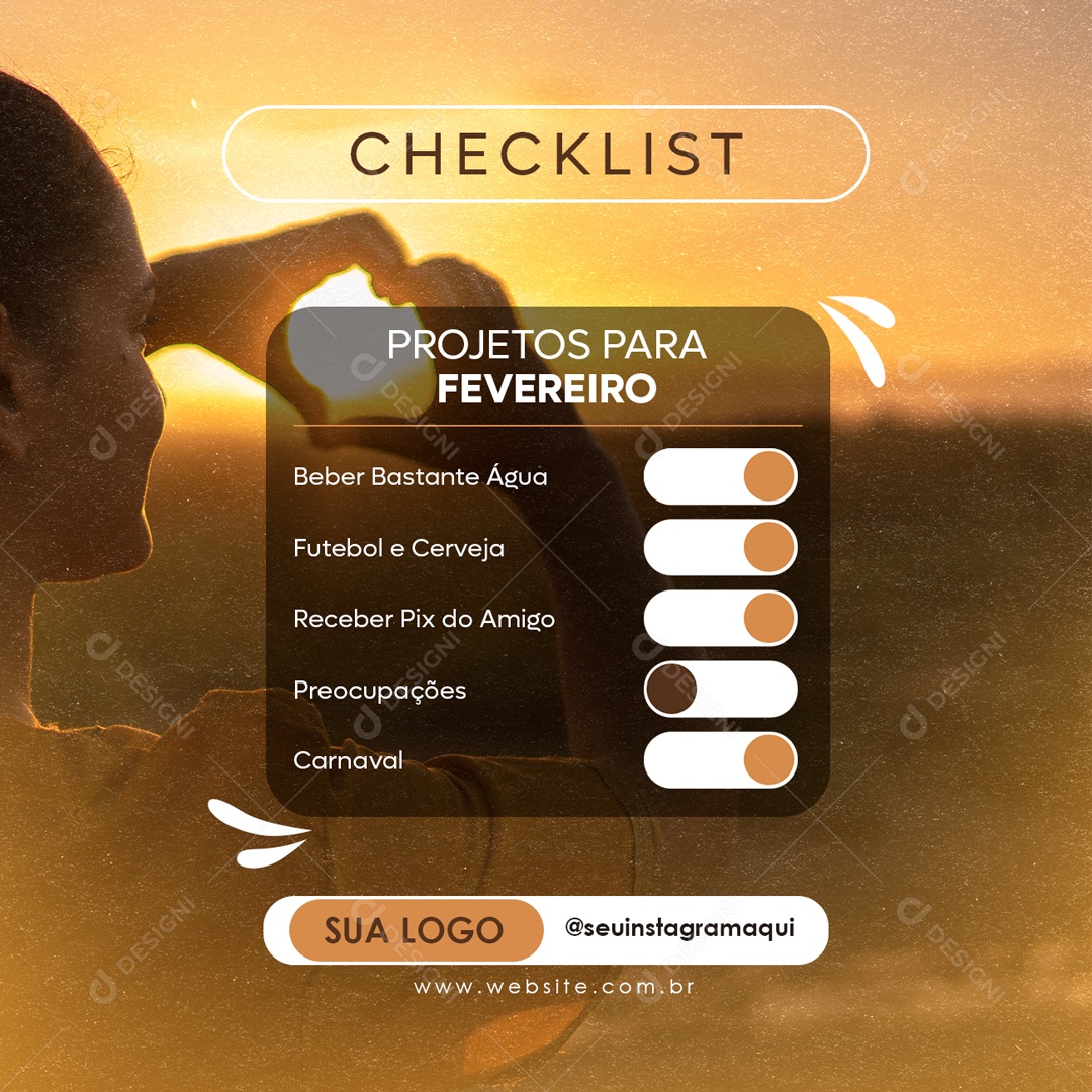 Checklist Projetos Para Fevereiro Social Media PSD Editável