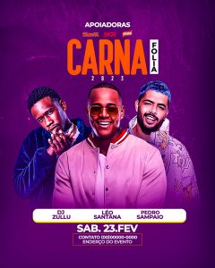 Carna Folia Dj Zullu Léo Santana Pedro Sampaio Flyer Social Media PSD Editável