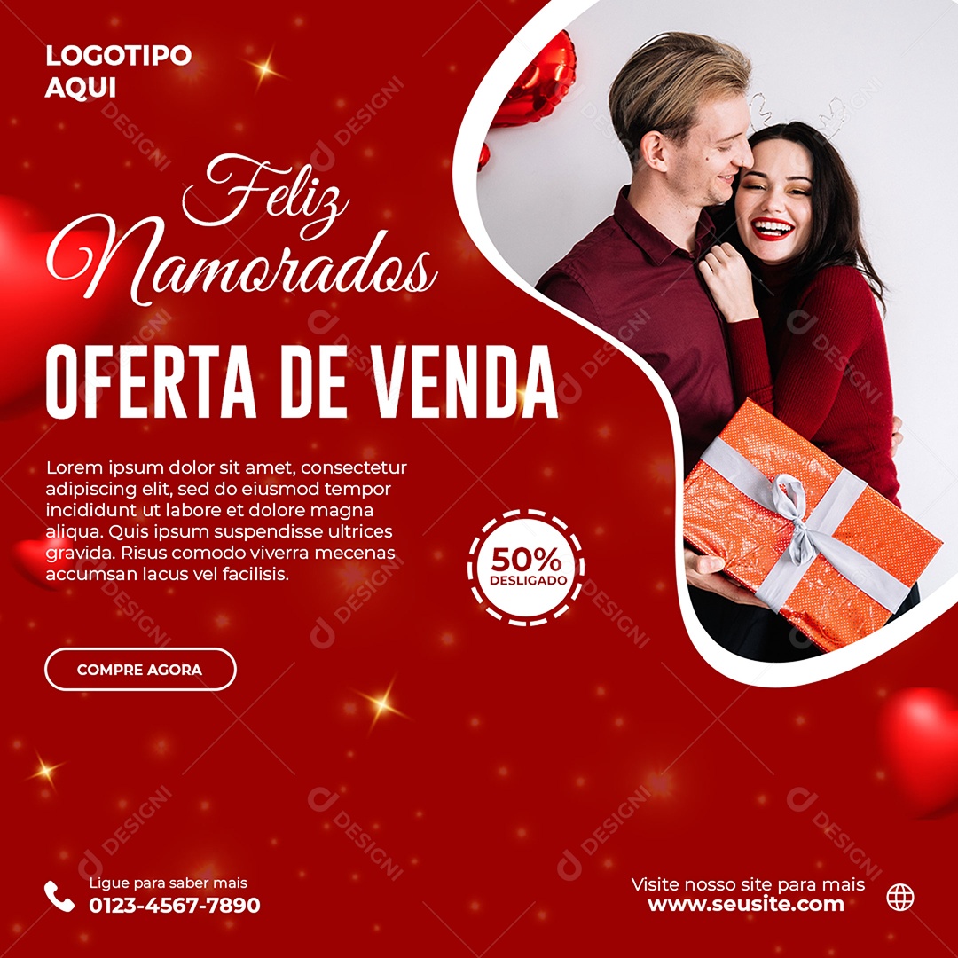 Happy Valentine's Day Editable Social Media PSD Sale Offer