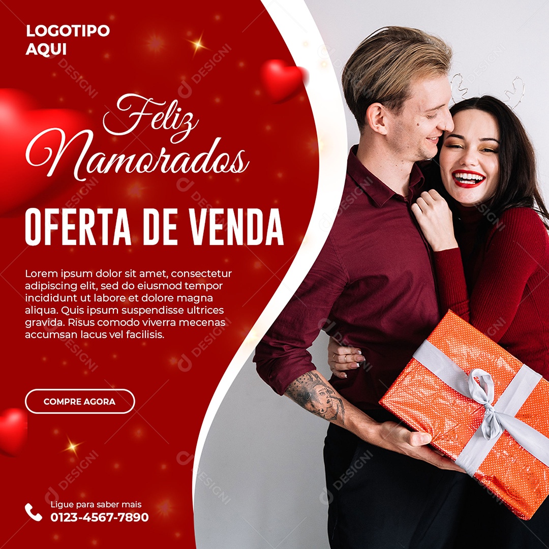 Feliz Dia Dos Namorados Oferta de Venda Social Media PSD Editável