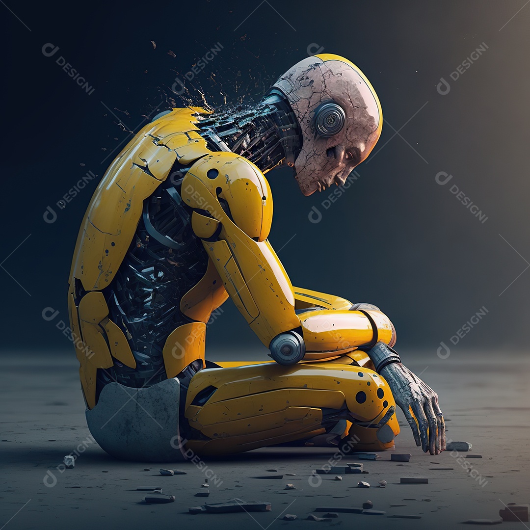 Evolução do robô de inteligência artificial com circuitos expostos. Alta tecnologia futurista. humanóide cibernético