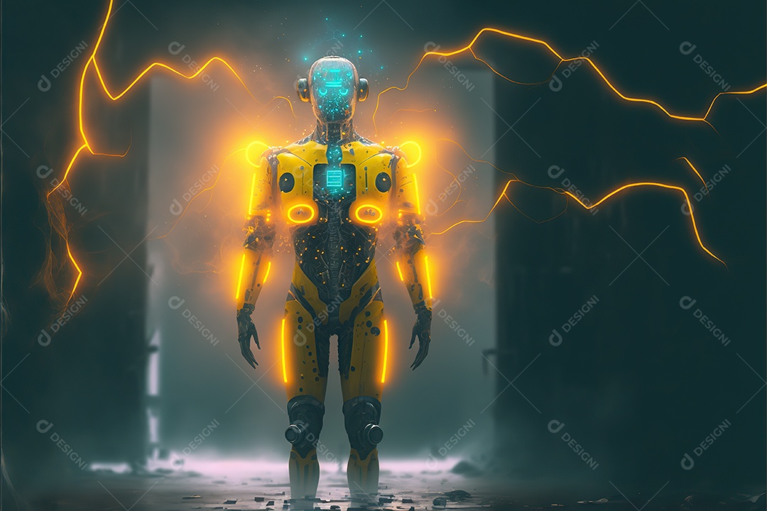 Evolução do robô de inteligência artificial com circuitos expostos. Alta tecnologia futurista. humanóide cibernético