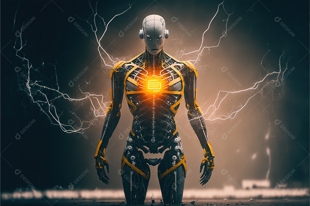 Evolução do robô de inteligência artificial com circuitos expostos. Alta tecnologia futurista. humanóide cibernético