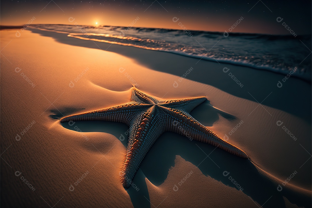 Estrela de praia na praia de areia, Maldivas