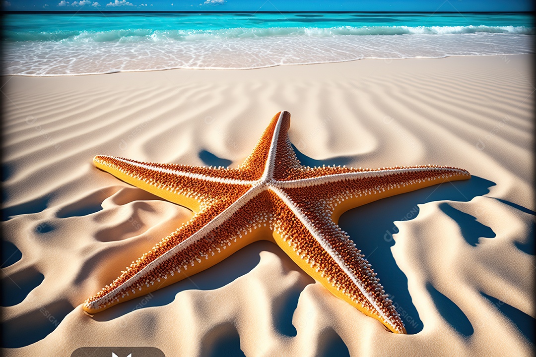 Estrela de praia na praia de areia, Maldivas