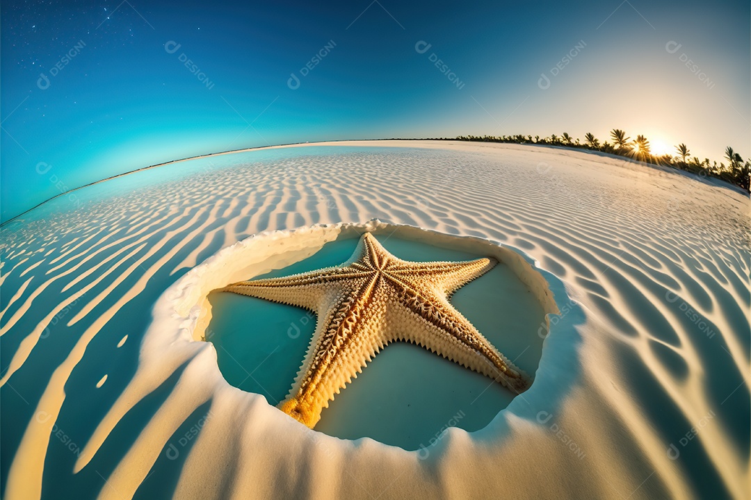 Estrela de praia na praia de areia, Maldivas