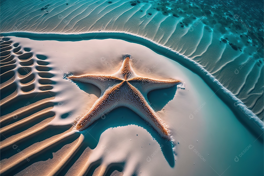Estrela de praia na praia de areia, Maldivas