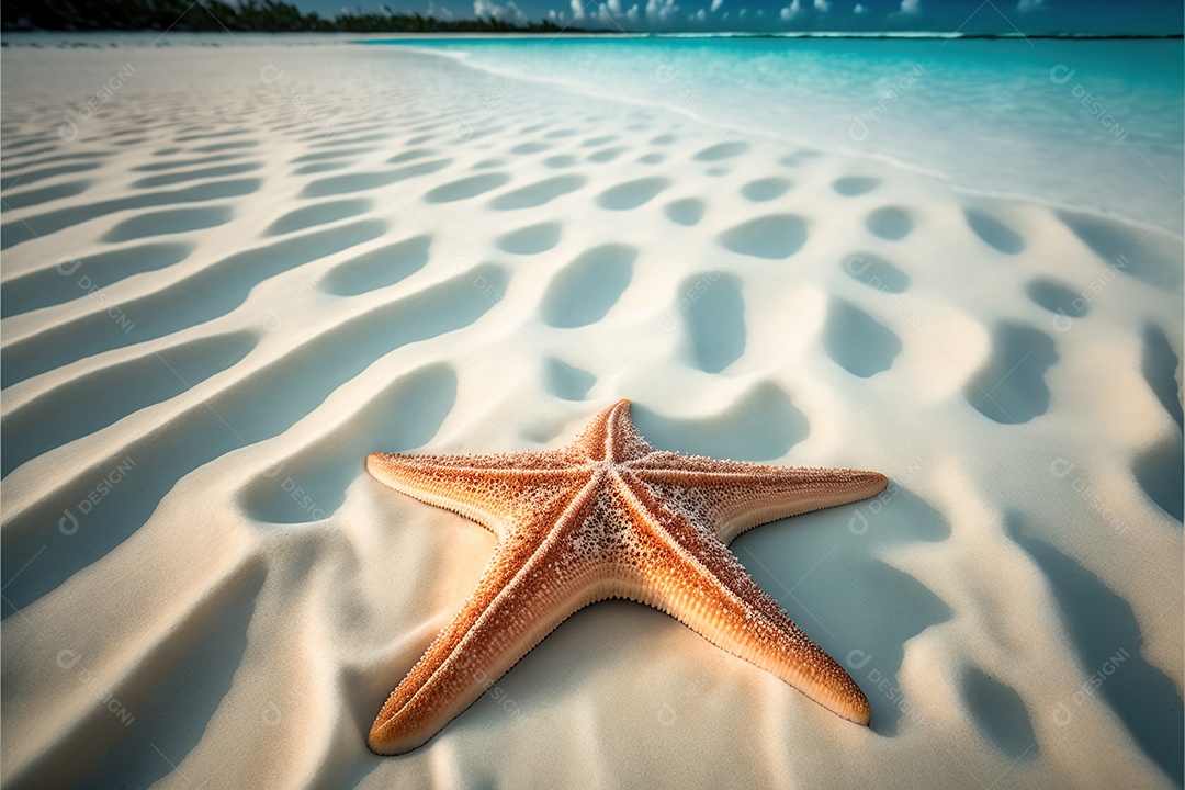 Estrela de praia na praia de areia, Maldivas